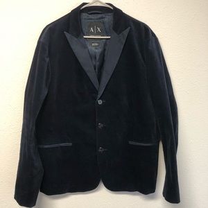 Armani Exchange Blue Velvet Blazer